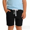 thumbnail image 1 of ITSAME Boys Performance Shorts, Elastic Waist Cotton Drawstring Summer Athletic Casual Shorts Black 6-7T, 1 of 6