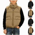 thumbnail image 1 of ITSAME Boys Puffer Vest (5-13) Stand Collar Drawstring Hem Quilted Winter Warm Outerwear with Pockets Size 7, 1 of 8