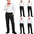 thumbnail image 1 of ITSAME Boys School Uniform Outfits 2-Piece Button Up Shirt and Dress Pants with Bow Tie Party Performance Set Red Size 3T, 1 of 7