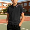 thumbnail image 1 of ITSAME Boys School Uniform Polo Shirt Short Sleeve Loose Fit Summer Fashion Dress Shirt Black Size 5-6 Years, 1 of 6