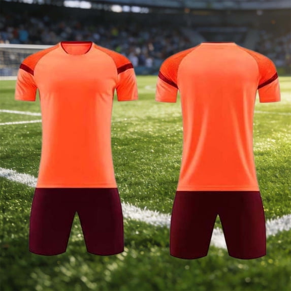 ITSAME Boys Soccer Jersey Set 2-Piece, Crewneck Tops and Shorts Quick-Dry Performance Football Outfits Orange Size 12-13