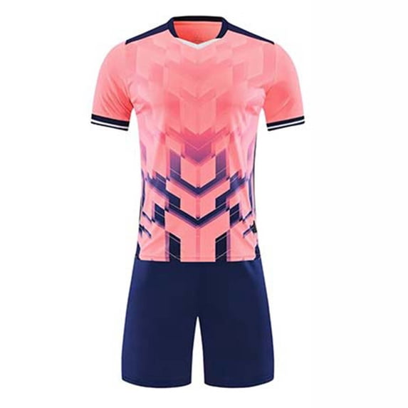 ITSAME Boys Soccer Uniform Outfits Short Sleeve Top and Shorts 2-Piece Kids Football Training Set Pink Size 6