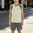 thumbnail image 1 of ITSAME Boys Summer Outfit Set Color Block Tank Top & Shorts 2-Piece Kids Fashion Casual Clothes Green Size 7, 1 of 9