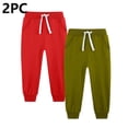 thumbnail image 1 of ITSAME Boys Sweatpants 2-Piece, Drawstring Elastic Waist Jogger Tapered Pants with Pockets Red 9T, 1 of 3