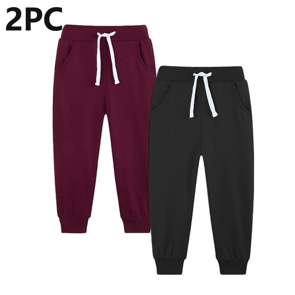 ITSAME Boys Sweatpants 2PC, Elastic Waist Jogger Drawstring Tapered Pants with Pockets Bronze 13T