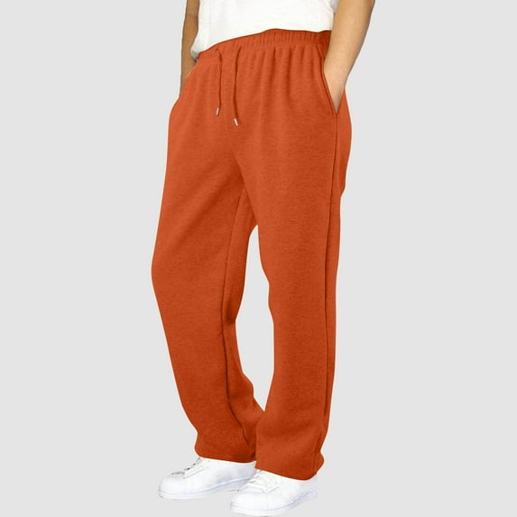 ITSAME Boys Sweatpants, Elastic Waist Drawstring Leisure Sport Pants with Pockets Orange 14-15T