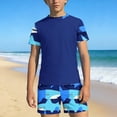thumbnail image 1 of ITSAME Boys Swimwear Set Crewneck Tops and Swim Trunks 2-Piece Quick-Dry Beach Vacation Swimsuit Multicolor Size 9-10, 1 of 9