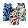 thumbnail image 1 of ITSAME Boys Tank Tops 3-Pack, Round Neck Cotton Fashion Print Athletic Casual Sleeveless Shirts Blue Size 6-7, 1 of 4