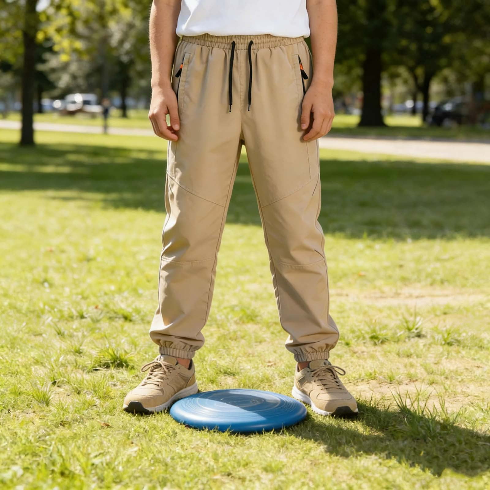 ITSAME Boys Tapered Pants, with Pockets Elastic Waist Active Fit Casual ...