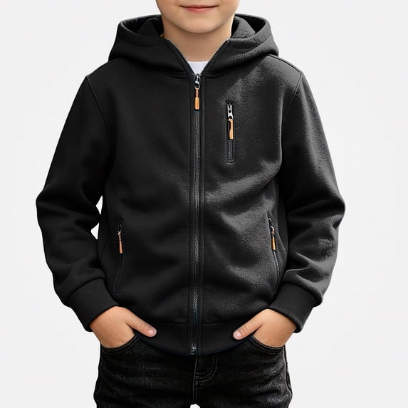 ITSAME Boys Zip Up Fleece Hoodie (4-15) Loose Fit Long Sleeve Warm Casual Hooded Sweatshirt with Pockets Size 10