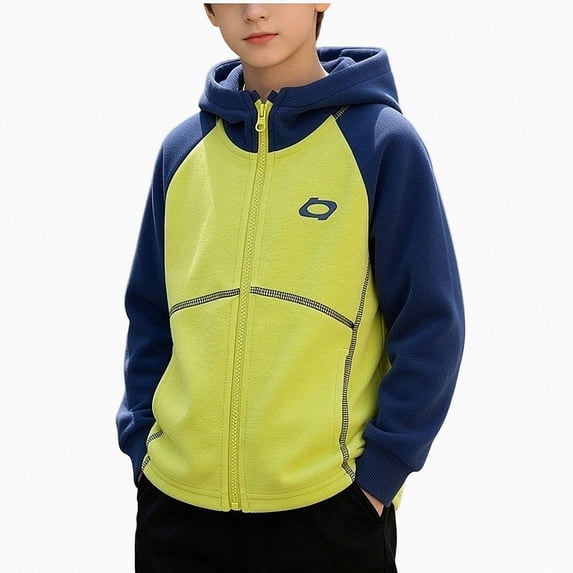 ITSAME Boys Zip Up Hoodie (2-12) Long Sleeve Color Block Outdoor Casual Hooded Sweatshirt with Pockets Size 5T