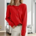 thumbnail image 1 of ITSAME Cardigan Sweater for Womens, Loose Soft Crewneck Buttons Long Sleeve Casual Knit Tops Outwear Watermelon Red M, 1 of 4