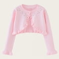 thumbnail image 1 of ITSAME Cardigan for Girls Ruffle Long Sleeve Knit Cover Up Kids Comfy Shrug Sweater Outerwear Pink Size 5T, 1 of 7