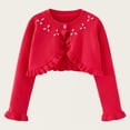 thumbnail image 1 of ITSAME Cardigan for Girls Ruffle Long Sleeve Knit Cover Up Kids Comfy Shrug Sweater Outerwear Red Size 3T, 1 of 7