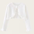 thumbnail image 1 of ITSAME Cardigan for Girls Ruffle Long Sleeve Knit Cover Up Kids Comfy Shrug Sweater Outerwear White Size 7, 1 of 7