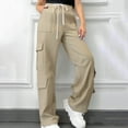 thumbnail image 1 of ITSAME Cargo Pants for Womens, Drawstring Multi-Pockets Straight Leg Fashion Travel Hiking Trousers Khaki M, 1 of 6