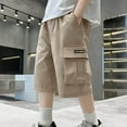 thumbnail image 1 of ITSAME Cargo Shorts for Boys, with Pockets Baggy Fit Elastic Waist Summer Fashion Shorts Khaki 12T, 1 of 6