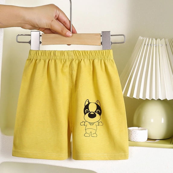ITSAME Casual Shorts for Boys, Lightweight Cute Graphic Elastic Waist Comfortable Fashion Shorts Yellow 1-2T