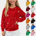 thumbnail image 1 of ITSAME Christmas Sweater for Girls (5-15) Snowflake Polka Dot Print Crewneck Long Sleeve Knit Pullover for Holiday Party Size 11, 1 of 6