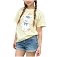 thumbnail image 1 of ITSAME Cotton T-Shirt for Girls Cartoon Print Crewneck Short Sleeve Summer Loose Casual Tops Beige Size 1-2, 1 of 6