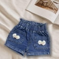 thumbnail image 1 of ITSAME Denim Shorts for Girls, Elastic Waist Cute Bow with Pockets Summer Casual Loose Jean Shorts Blue 7-8T, 1 of 5
