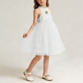 thumbnail image 1 of ITSAME Dress for Girls, Sleeveless Crewneck Cinched Waist Summer Casual Fashion Puffy Tulle Dress White 9-10T, 1 of 5