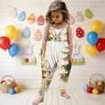 thumbnail image 1 of ITSAME Easter Toddler Girls Jumpsuit, Sleeveless Spaghetti Strap Cute Bunny Print Holiday Fashion Romper Beige 4T, 1 of 7
