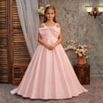 thumbnail image 1 of ITSAME Flower Girls Bow Slip Dresses Spaghetti Straps Pageant Wedding Birthday Party Formal Maxi Gown Pink Size 9-10, 1 of 9
