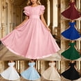 thumbnail image 1 of ITSAME Flower Girls Tunic Dress Ruffle Fly Sleeve Boat Neck A-Line Wedding Party Pageant Gown Pink Size 10, 1 of 6