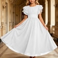 thumbnail image 1 of ITSAME Flower Girls Tunic Dress Ruffle Fly Sleeve Boat Neck A-Line Wedding Party Pageant Gown White Size 2T, 1 of 6