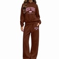 thumbnail image 1 of ITSAME Girls 2-Piece Letter Print Hooded Sweatshirt and Wide Leg Pants Set Fleece-Lined Warm Outfit Size 5T, 1 of 6