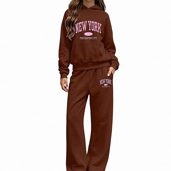 ITSAME Girls 2-Piece Letter Print Hooded Sweatshirt and Wide Leg Pants Set Fleece-Lined Warm Outfit Size 5T
