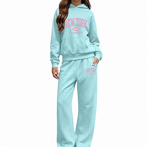 ITSAME Girls 2-Piece Letter Print Hooded Sweatshirt and Wide Leg Pants Set Fleece-Lined Warm Outfit Size 5T