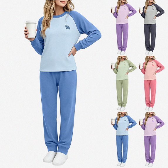ITSAME Girls 2 Piece Loungewear Outfit Raglan Sleeve Crewneck Pullover and Pants Warm Sleepwear Set Size 9