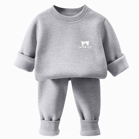 ITSAME Girls 2 Piece Outfit Fleece-Lined Long Sleeve Crewneck Pullover and Pants Fall Winter Warm Loungewear Set Size 3T