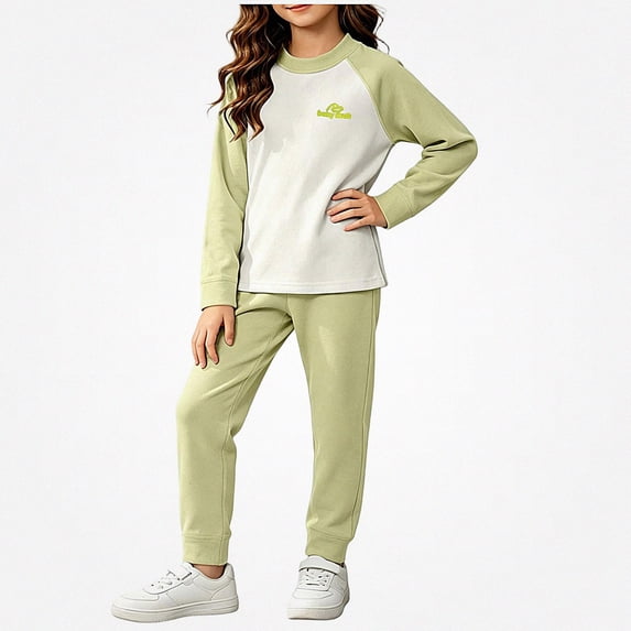 ITSAME Girls 2 Piece Outfit Fleece-Lined Raglan Sleeve Crewneck Pullover and Pants Fall Winter Warm Set Size 2T