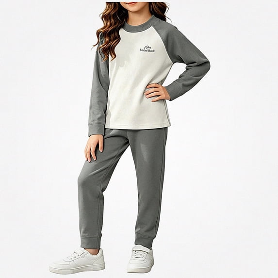 ITSAME Girls 2 Piece Outfit Fleece-Lined Raglan Sleeve Crewneck Pullover and Pants Fall Winter Warm Set Size 3T