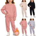 thumbnail image 1 of ITSAME Girls 2 Piece Outfits Crewneck Pullover Sweatshirt and Sweatpants Fall Winter Warm Cotton Clothes Set Black Size 4T, 1 of 10