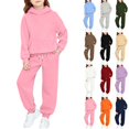 thumbnail image 1 of ITSAME Girls 2-Piece Outfits Long Sleeve Hooded Sweatshirt and Sweatpants Set Fall Winter Casual Active Clothing Purple Size 12, 1 of 9