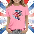 thumbnail image 1 of ITSAME Girls 4th of July T-Shirts Crewneck Short Sleeve Tops Independence Day Patriotic Graphic Tees Pink Size 11-12, 1 of 5