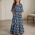 thumbnail image 1 of ITSAME Girls A-Line Dress Crew Neck 3/4 Sleeve Flowy Ruffle Summer Casual Fashion Printed Dress Navy Size 14, 1 of 7