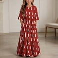 thumbnail image 1 of ITSAME Girls A-Line Dress Crew Neck 3/4 Sleeve Flowy Ruffle Summer Casual Fashion Printed Dress Red Size 12, 1 of 7