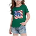thumbnail image 1 of ITSAME Girls American Flag Graphic Tee 4th of July Short Sleeve Tops Independence Day Patriotic T-Shirts Army Green Size 7-8, 1 of 6