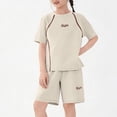 thumbnail image 1 of ITSAME Girls Athletic Outfit Sets, Quick-Dry Crewneck Tops and Shorts 2-Piece Loose Outdoor Sport Sets White Size 7-8, 1 of 6