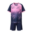 thumbnail image 1 of ITSAME Girls Athletic Outfits 2-Piece Quick-Dry T-Shirt & Shorts Football Training Sport Set Navy Size 5, 1 of 8