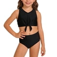 thumbnail image 1 of ITSAME Girls Bikini Swimwear, Stylish Bow Lightweight Sleeveless Backless Summer Popular Split Bathing Suit 2-Piece Black 11-12T, 1 of 7