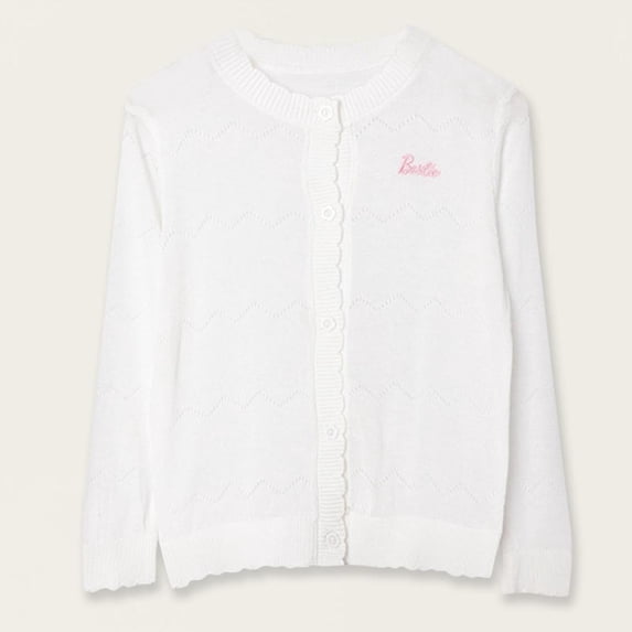 ITSAME Girls Button Down Sweater Knit Cotton Long Sleeve Top Kids Versatile Comfy Cardigan White Size 14