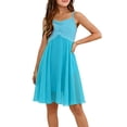thumbnail image 1 of ITSAME Girls Casual Dress, Mesh Ruffle Sleeveless Spaghetti Strap Summer Fashion A-Line Slip Dress Sky Blue 3-4T, 1 of 7