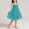 thumbnail image 1 of ITSAME Girls Casual Dress, Square Neck Flutter Ruffle Sleeveless Summer Fashion Puffy Tulle A-Line Dress Blue 5-6T, 1 of 6
