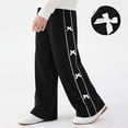 thumbnail image 1 of ITSAME Girls Casual Pants, Wide Leg Cute Bow Elastic Waist Kids Fashion Casual Loose Pants Black 15-16T, 1 of 8